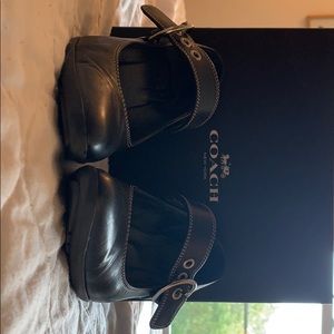 Coach black leather Mary Jane kitten heals